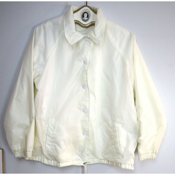 VINTAGE WOMEN'S OFF-WHITE SNAP FRONTWINDBREAKER JACKET - SIZE L - CURRENT SEEN - Picture 1 of 6